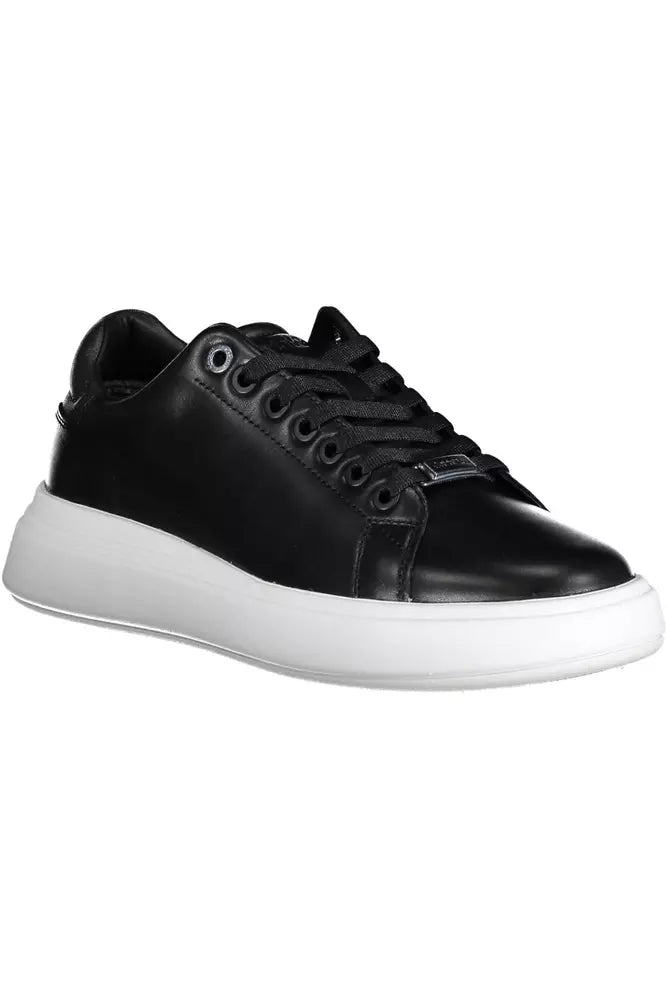 Black Leather Women Sneaker - GLAMHUB BOUTIQUE 