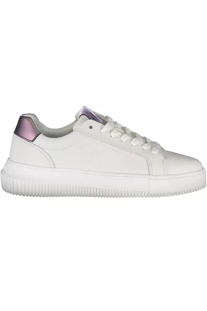 White Leather Women Sneaker - GLAMHUB BOUTIQUE 