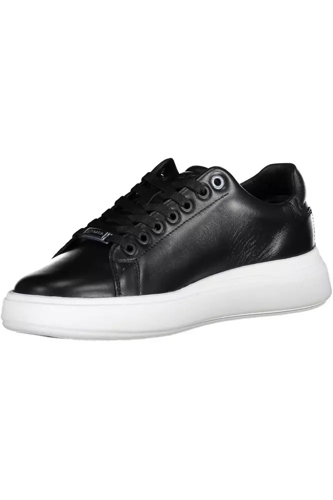 Black Leather Women Sneaker - GLAMHUB BOUTIQUE 