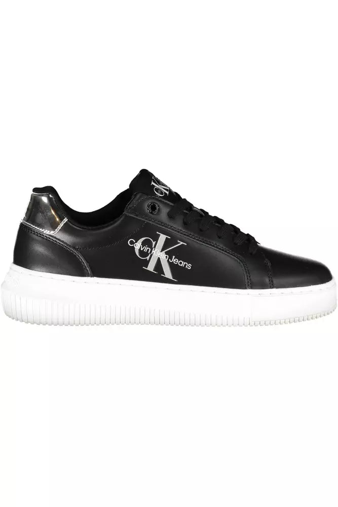 Black Leather Women Sneaker - GLAMHUB BOUTIQUE 