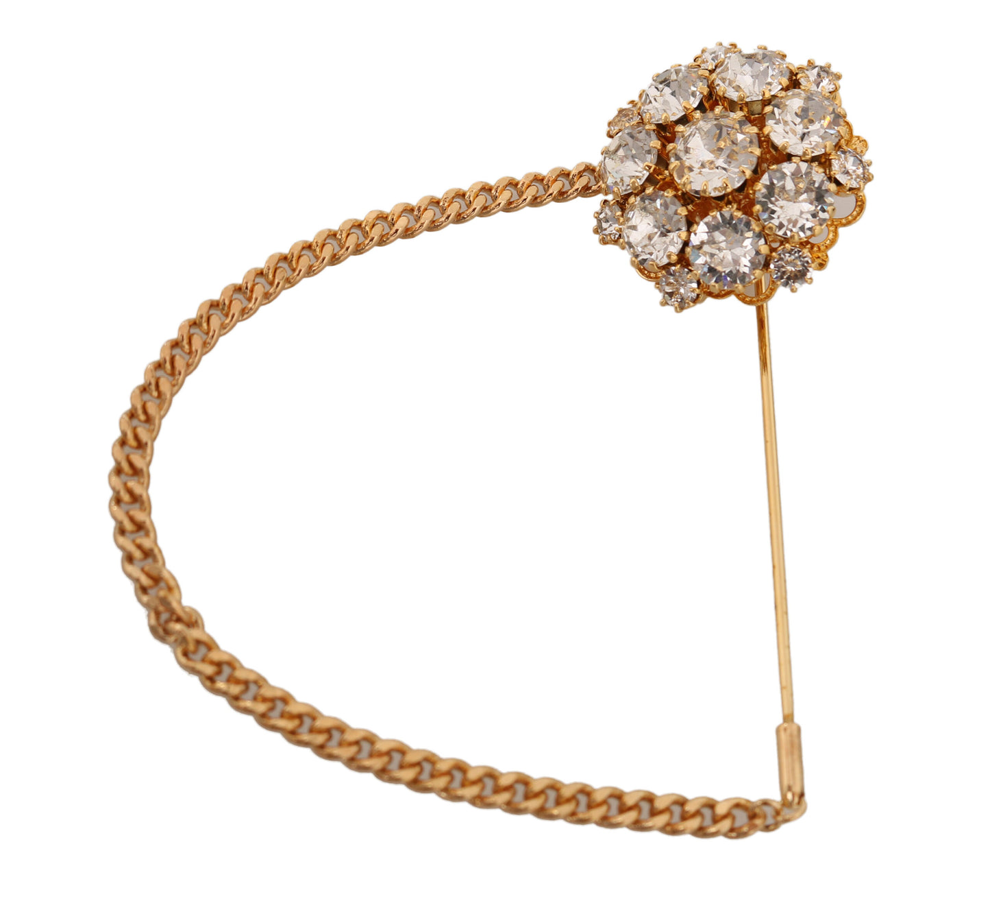 Exquisite Crystal-Embellished Gold Brooch