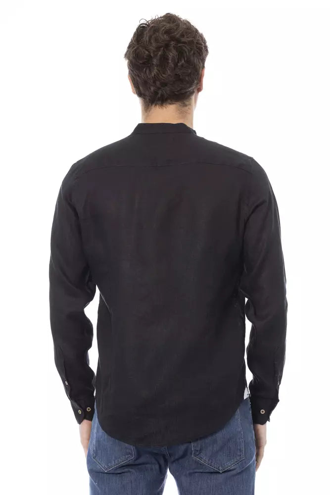 Black Lyocell Men Shirt - GlamHub Luxury and Icon Brand Clothing