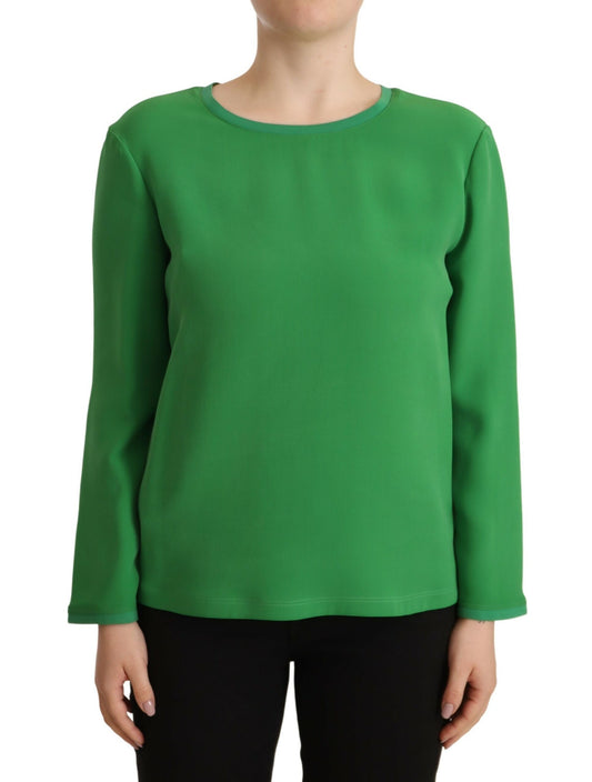 Elegant Silk Long Sleeve Sweater in Lush Green - GLAMHUB BOUTIQUE 