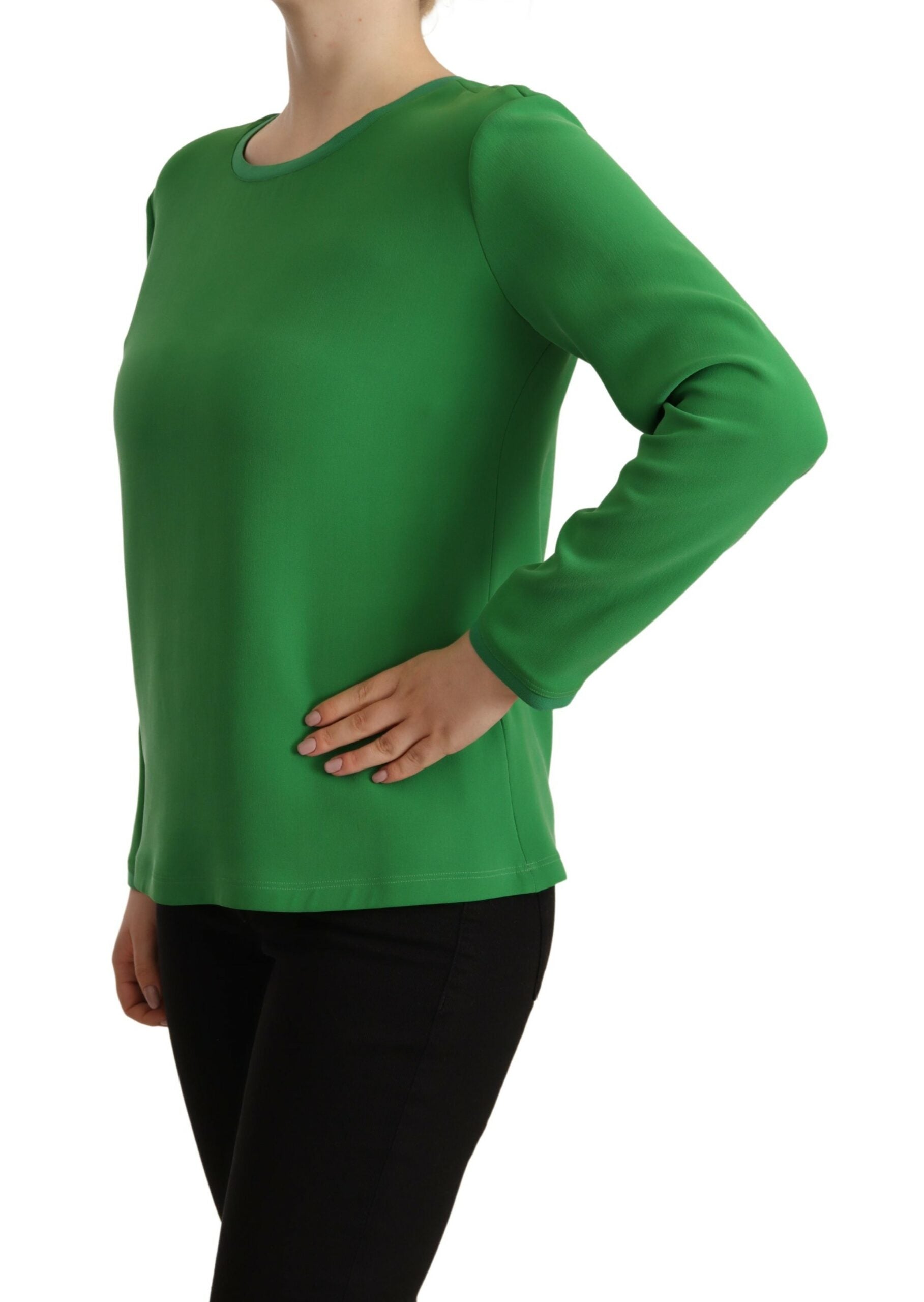 Elegant Silk Long Sleeve Sweater in Lush Green - GLAMHUB BOUTIQUE 