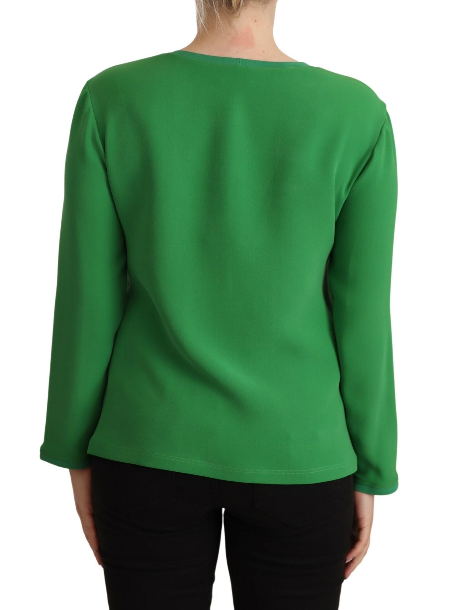 Elegant Silk Long Sleeve Sweater in Lush Green - GLAMHUB BOUTIQUE 