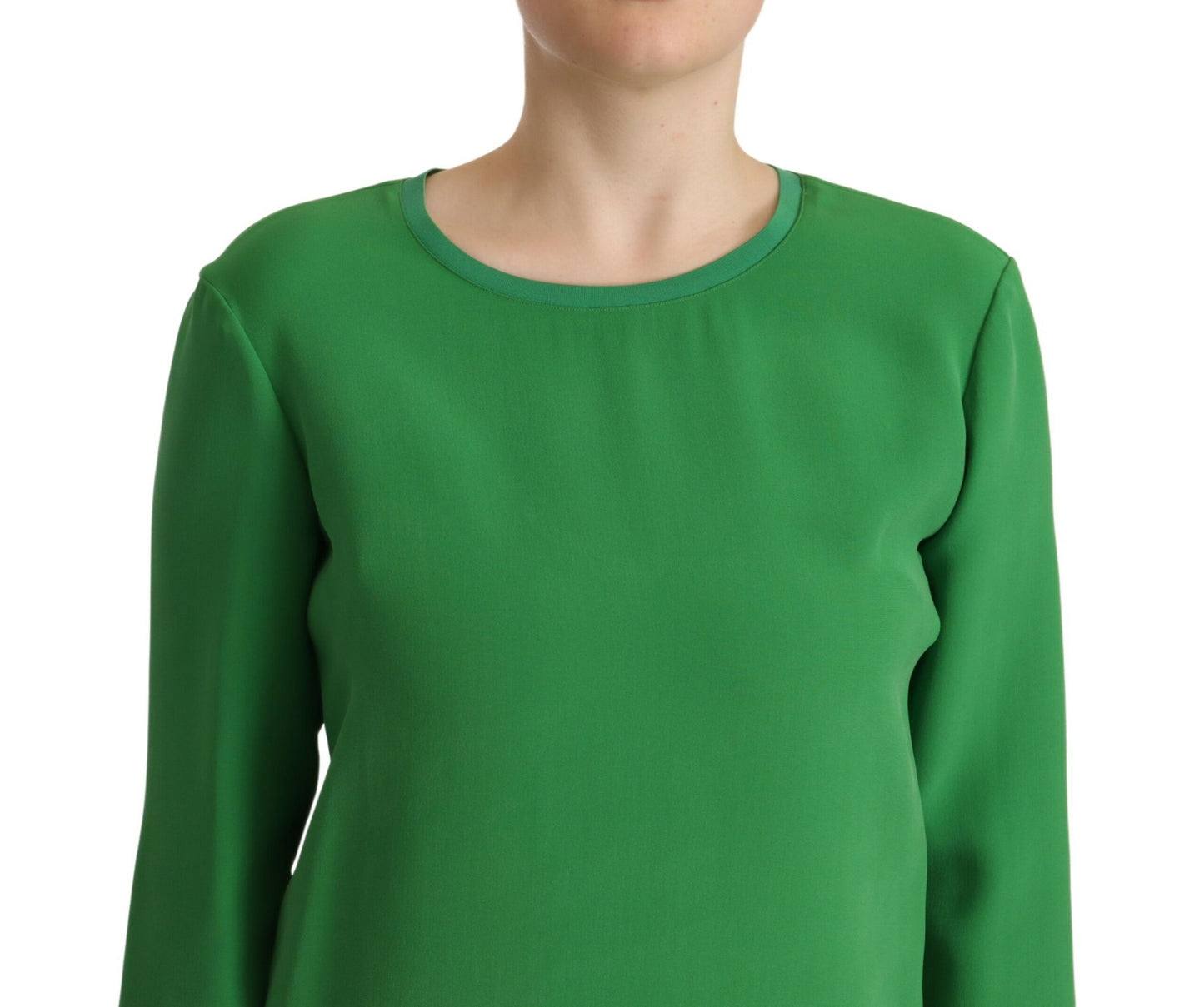 Elegant Silk Long Sleeve Sweater in Lush Green - GLAMHUB BOUTIQUE 