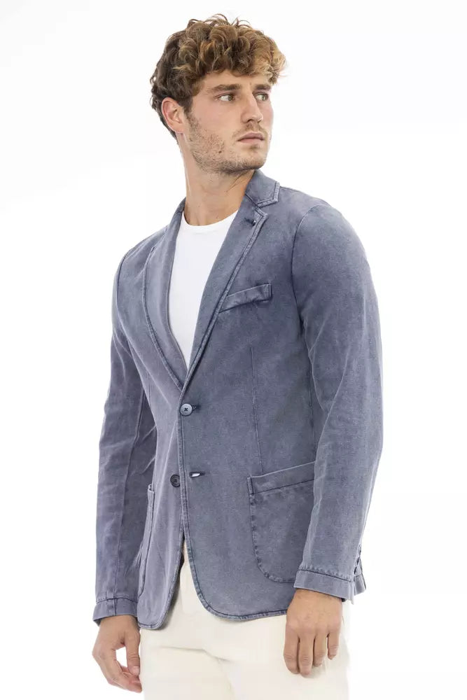 Blue Cotton Mens Blazer - GlamHub Luxury and Icon Brand Clothing