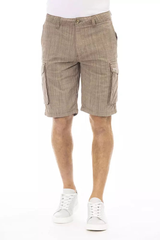 Brown Cotton Men Cargo Short - GlamHub Luxury and Icon Brand Clothing