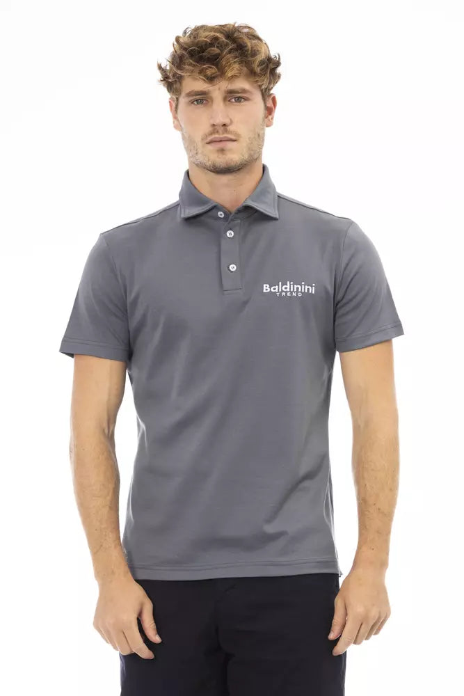 Gray Cotton Men Polo Shirt - GlamHub Luxury and Icon Brand Clothing