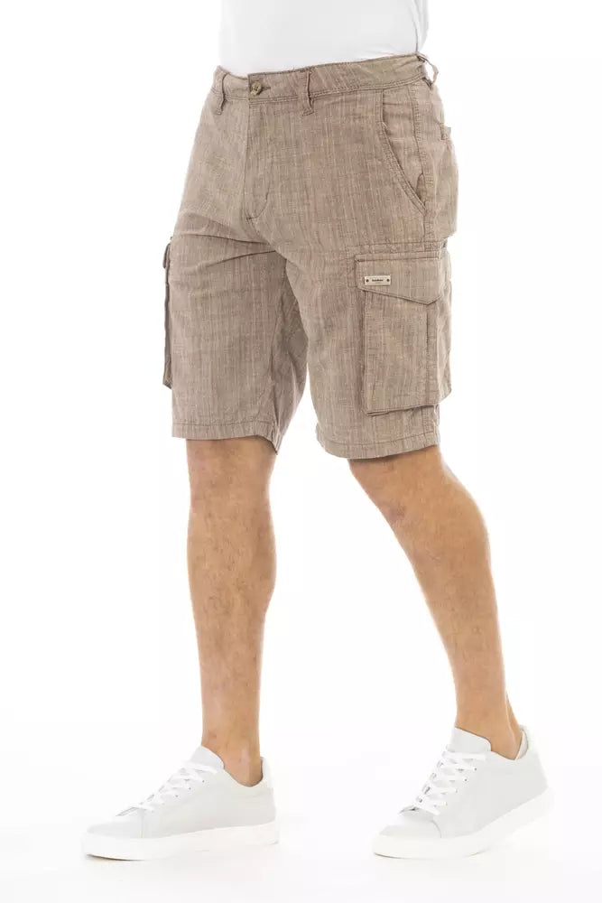 Brown Cotton Men Cargo Short - GlamHub Luxury and Icon Brand Clothing