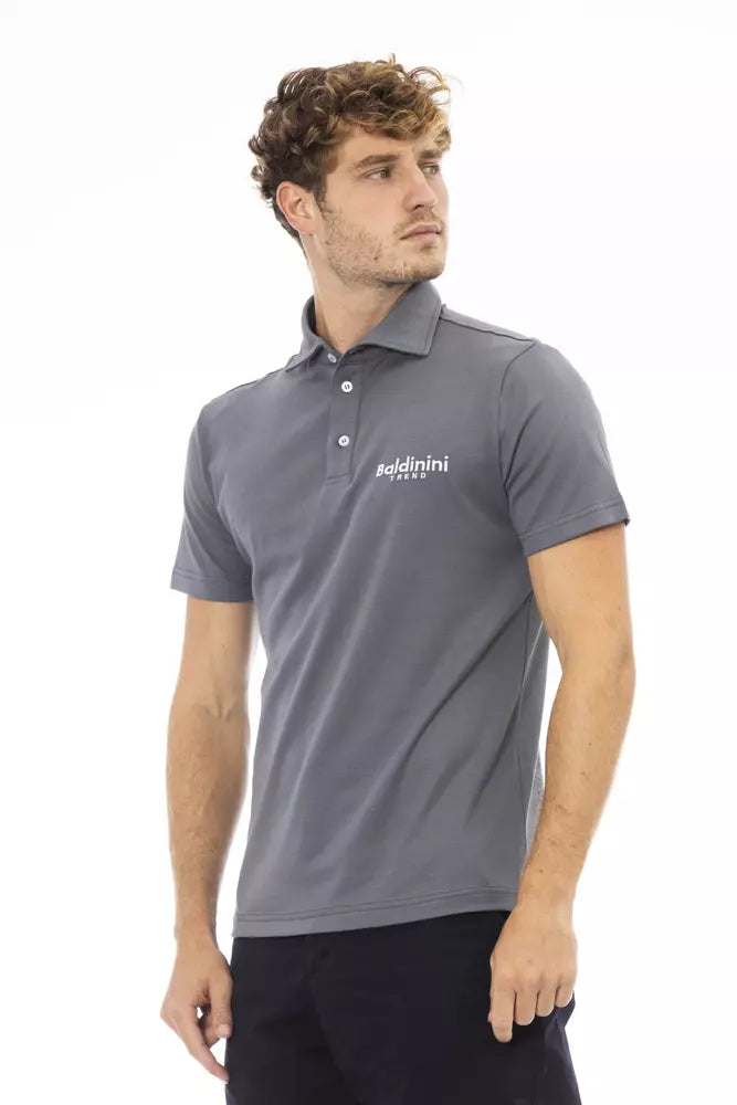 Gray Cotton Men Polo Shirt - GlamHub Luxury and Icon Brand Clothing