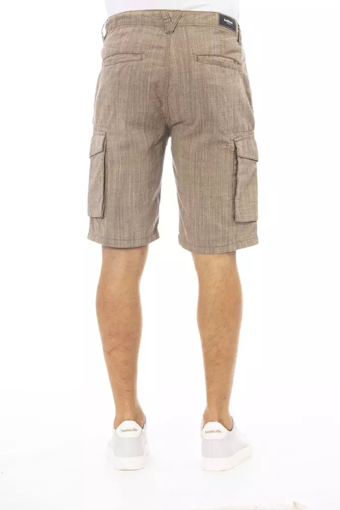 Brown Cotton Men Cargo Short - GlamHub Luxury and Icon Brand Clothing