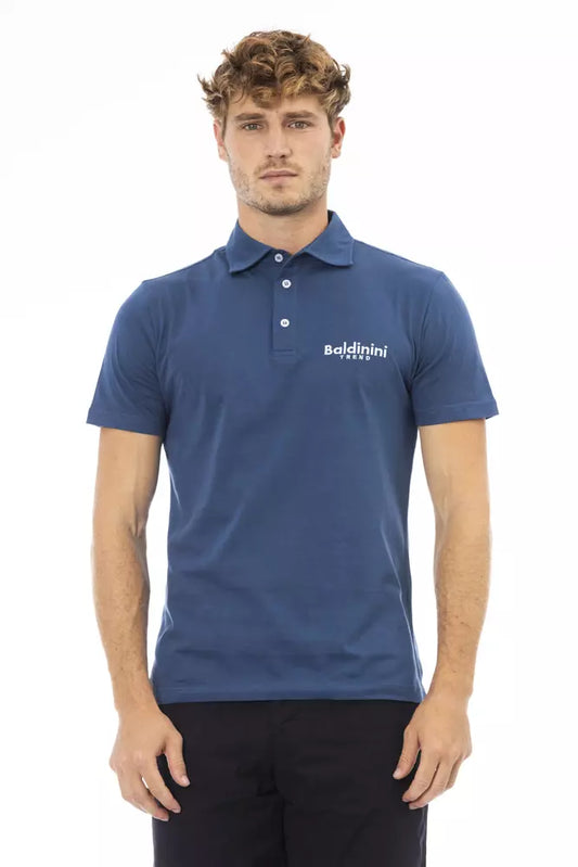 Blue Cotton Men Polo - GlamHub Luxury and Icon Brand Clothing