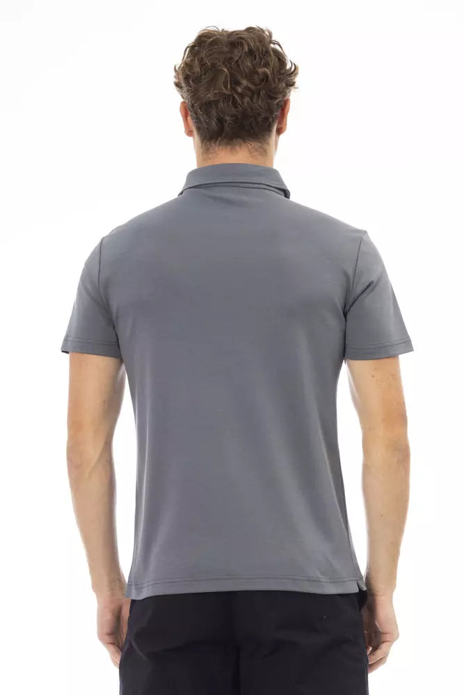 Gray Cotton Men Polo Shirt - GlamHub Luxury and Icon Brand Clothing