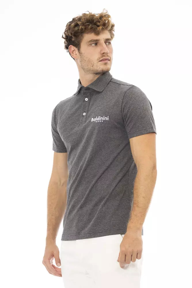 Gray Cotton Men Polo - GlamHub Luxury and Icon Brand Clothing