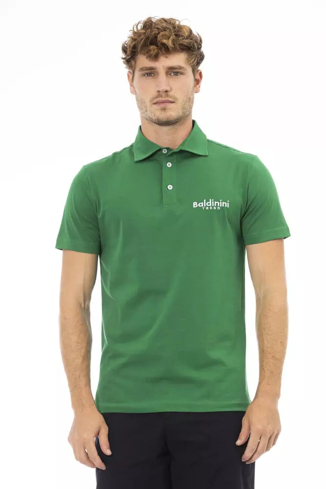 Green Cotton Men Polo - GlamHub Luxury and Icon Brand Clothing