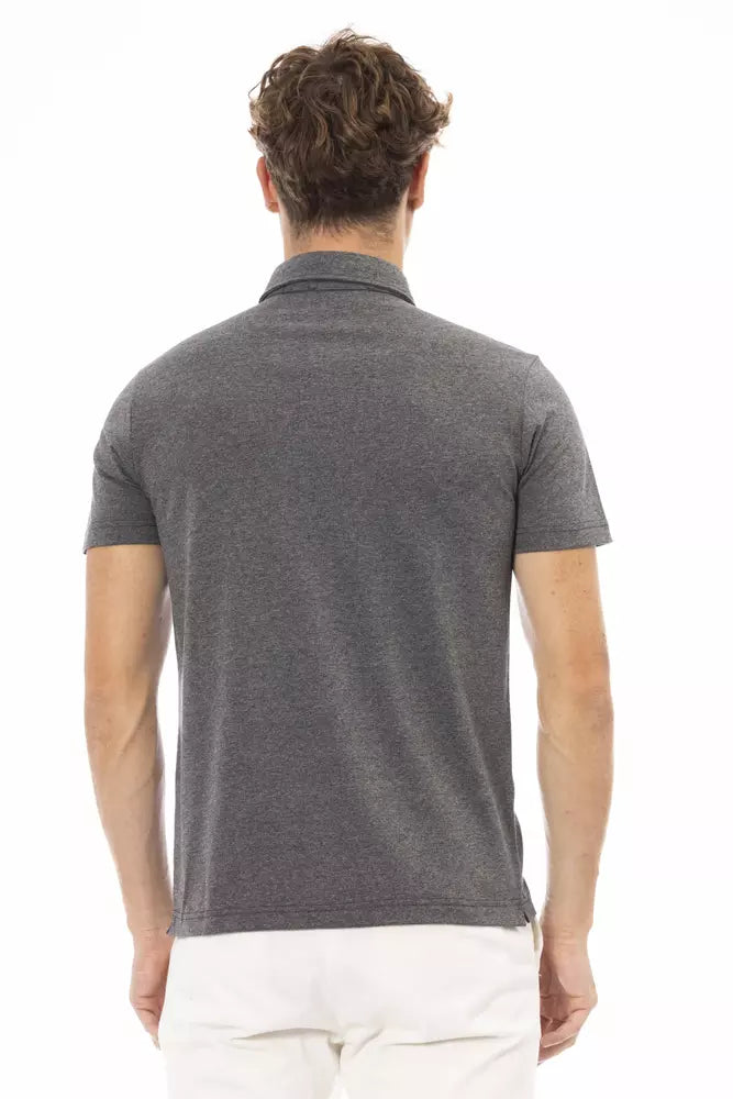 Gray Cotton Men Polo - GlamHub Luxury and Icon Brand Clothing