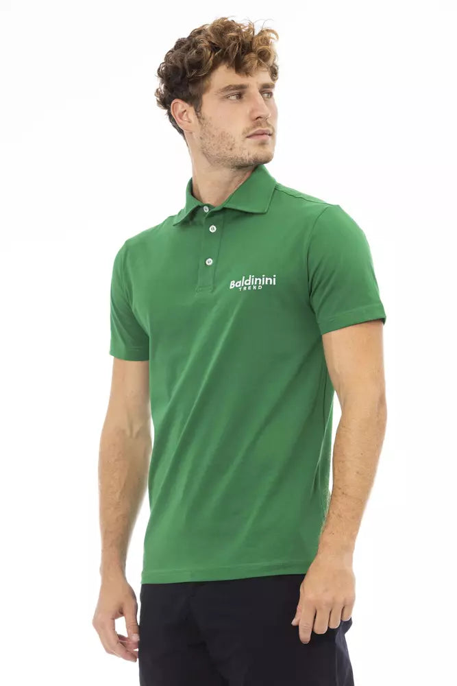 Green Cotton Men Polo - GlamHub Luxury and Icon Brand Clothing