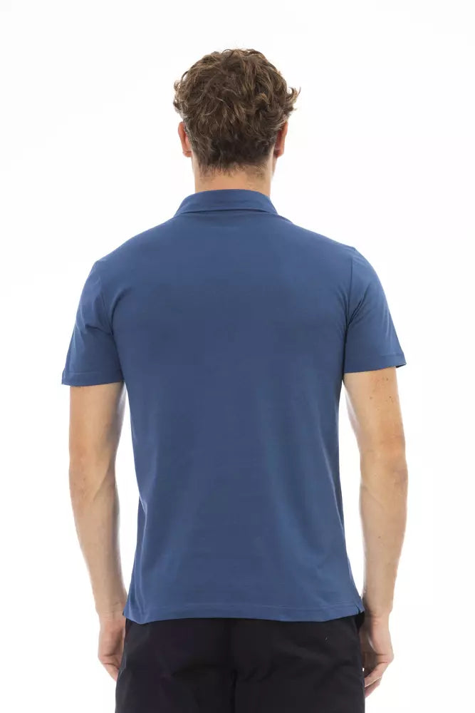 Blue Cotton Men Polo - GlamHub Luxury and Icon Brand Clothing