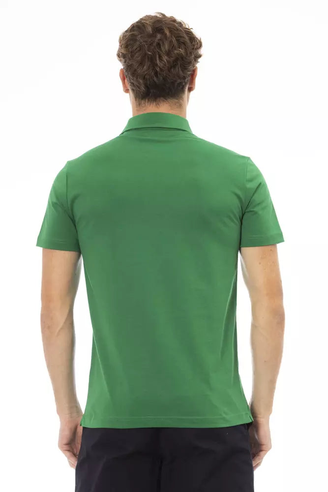 Green Cotton Men Polo - GlamHub Luxury and Icon Brand Clothing