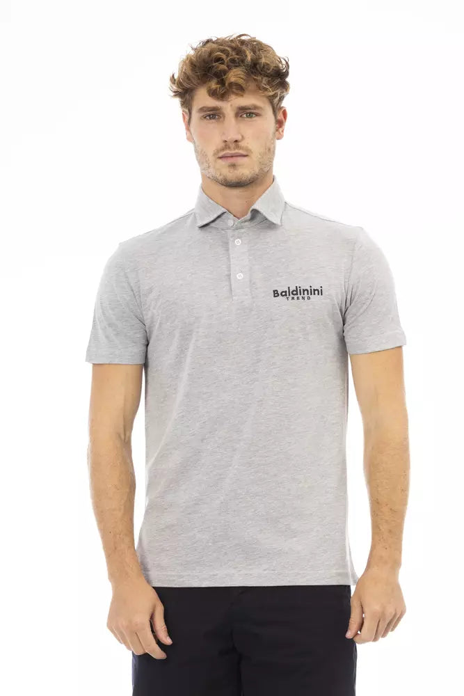 Gray Cotton Men Polo - GlamHub Luxury and Icon Brand Clothing