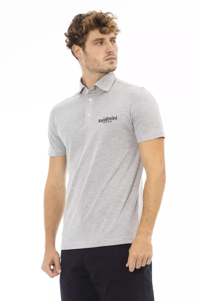 Gray Cotton Men Polo - GlamHub Luxury and Icon Brand Clothing