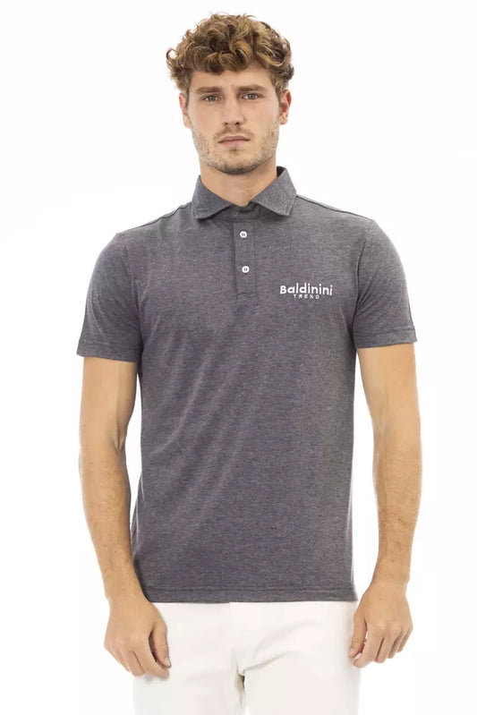 Gray Cotton Men Polo - GlamHub Luxury and Icon Brand Clothing