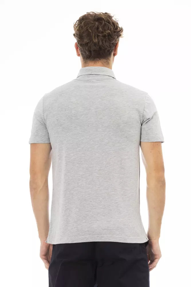 Gray Cotton Men Polo - GlamHub Luxury and Icon Brand Clothing