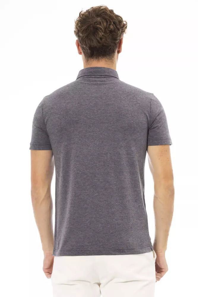 Gray Cotton Men Polo - GlamHub Luxury and Icon Brand Clothing