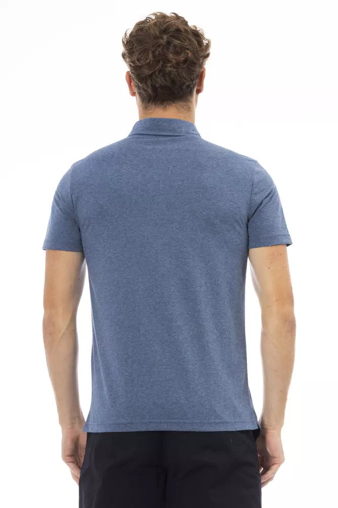 Blue Cotton Men Polo - GlamHub Luxury and Icon Brand Clothing