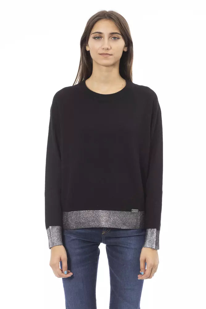 Black Wool Women Sweater - GlamHub Luxury and Icon Brand Clothing