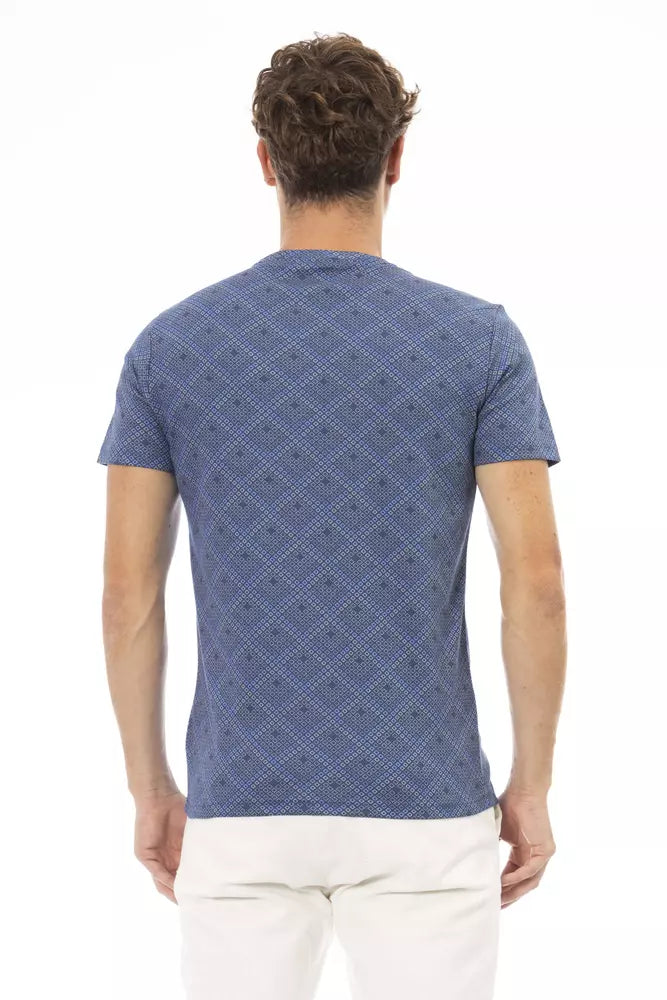 Blue Cotton Men T-Shirt - GlamHub Luxury and Icon Brand Clothing