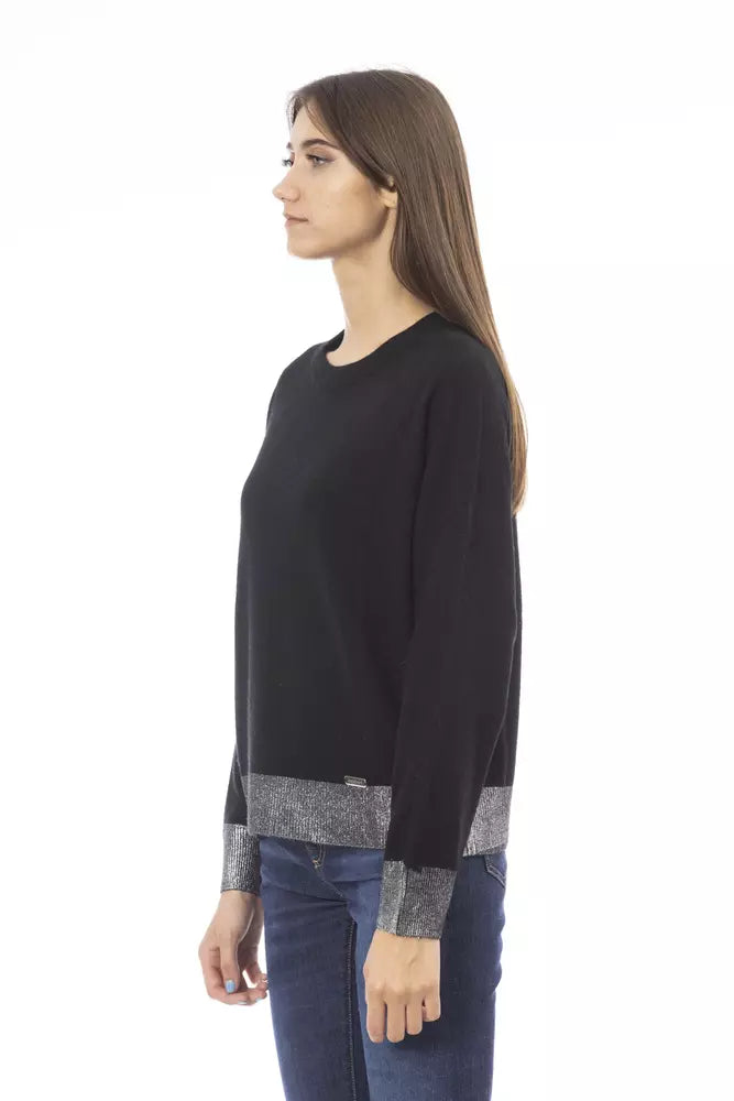 Black Wool Women Sweater - GlamHub Luxury and Icon Brand Clothing