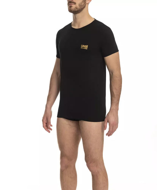 Black Cotton Men T-Shirt - GlamHub Luxury and Icon Brand Clothing