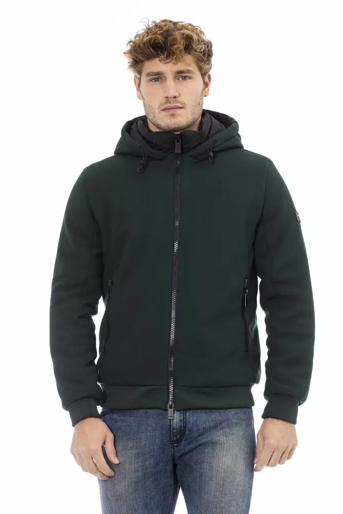 Green Polyester Men Jacket - GlamHub Luxury and Icon Brand Clothing