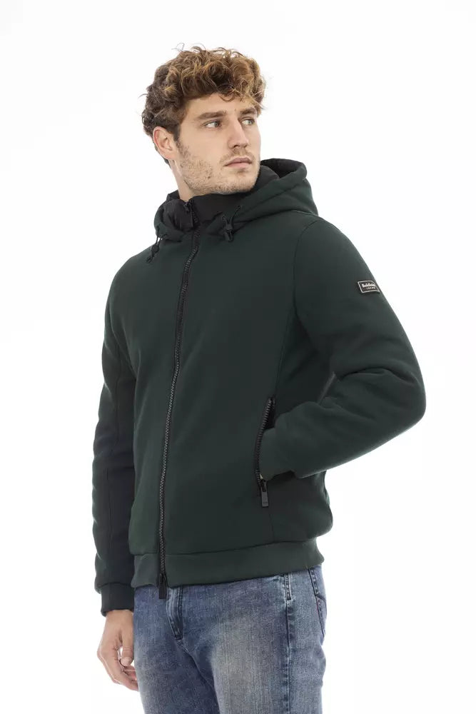 Green Polyester Men Jacket - GlamHub Luxury and Icon Brand Clothing