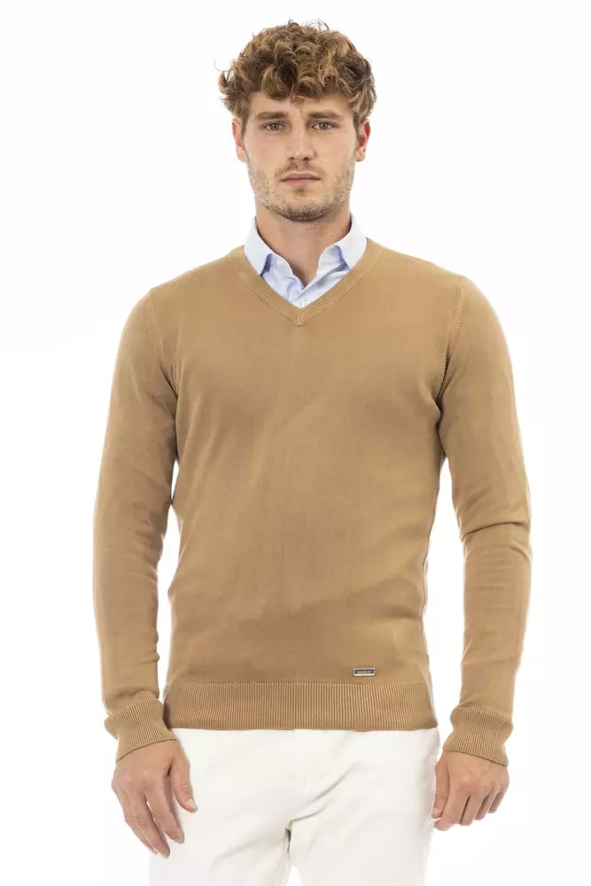 Beige Modal Men Sweater - GlamHub Luxury and Icon Brand Clothing