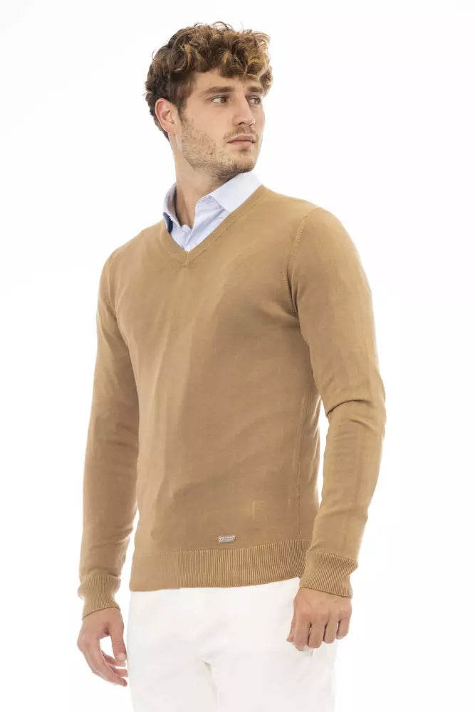 Beige Modal Men Sweater - GlamHub Luxury and Icon Brand Clothing