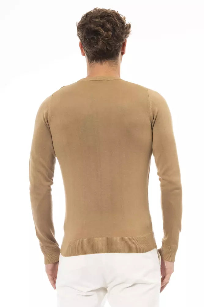 Beige Modal Men Sweater - GlamHub Luxury and Icon Brand Clothing