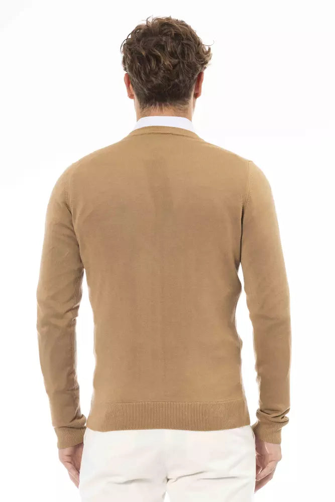 Beige Modal Men Sweater - GlamHub Luxury and Icon Brand Clothing