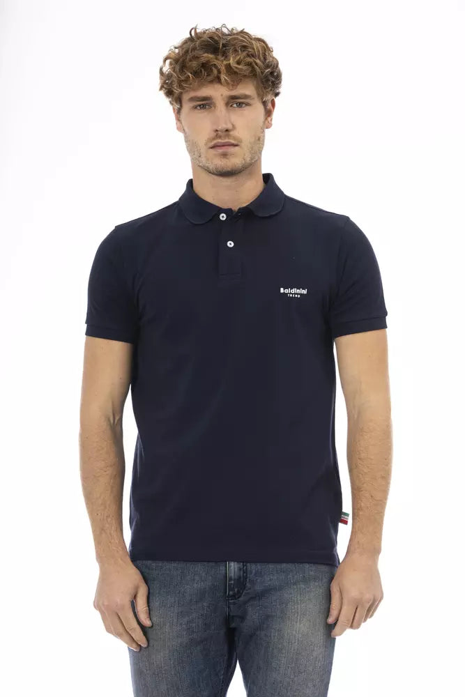 Blue Cotton Men Polo - GlamHub Luxury and Icon Brand Clothing