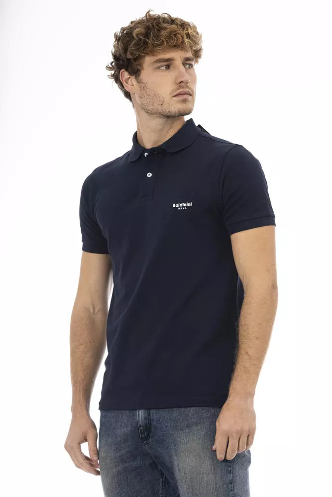 Blue Cotton Men Polo - GlamHub Luxury and Icon Brand Clothing