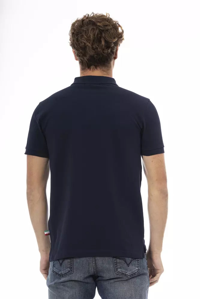 Blue Cotton Men Polo - GlamHub Luxury and Icon Brand Clothing