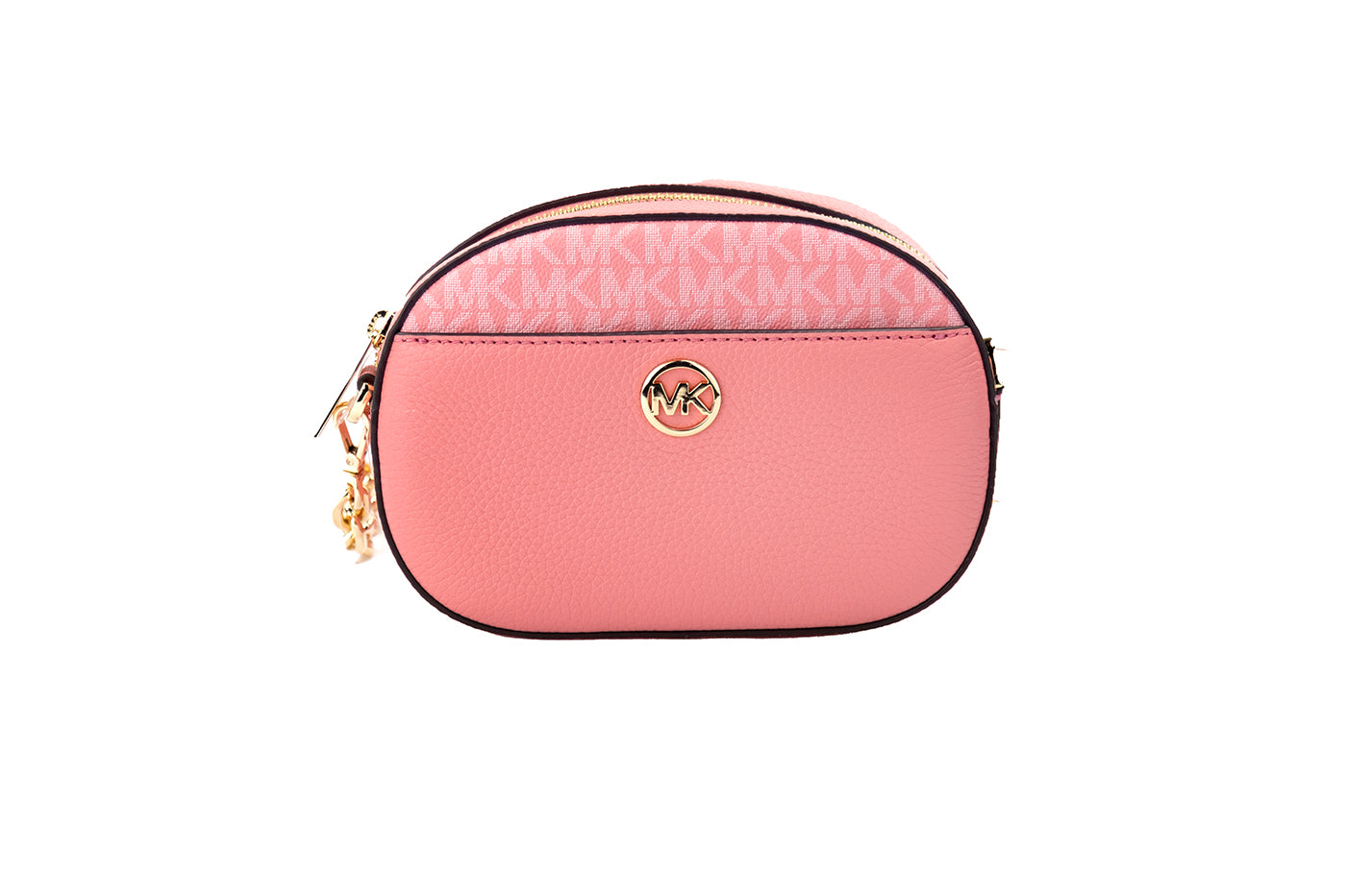 Jet Set Glam Tea Rose Leather Oval Crossbody Handbag Purse - GLAMHUB BOUTIQUE 