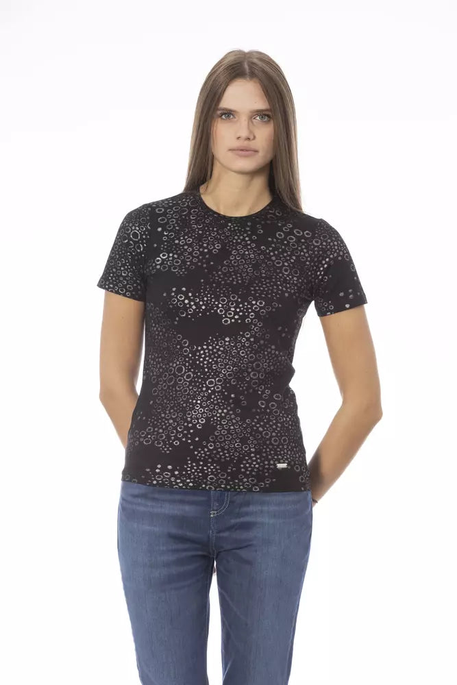 Black Cotton Women Top - GlamHub Luxury and Icon Brand Clothing