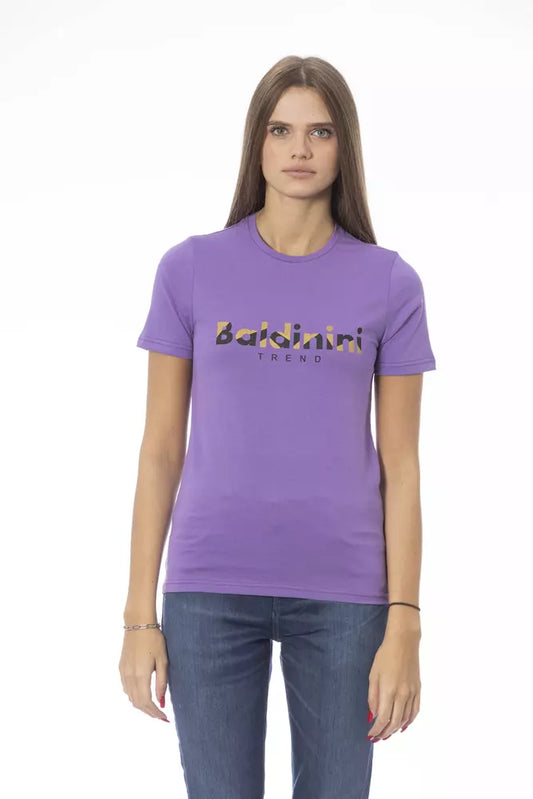 Purple Cotton Women T-Shirt - GlamHub Luxury and Icon Brand Clothing