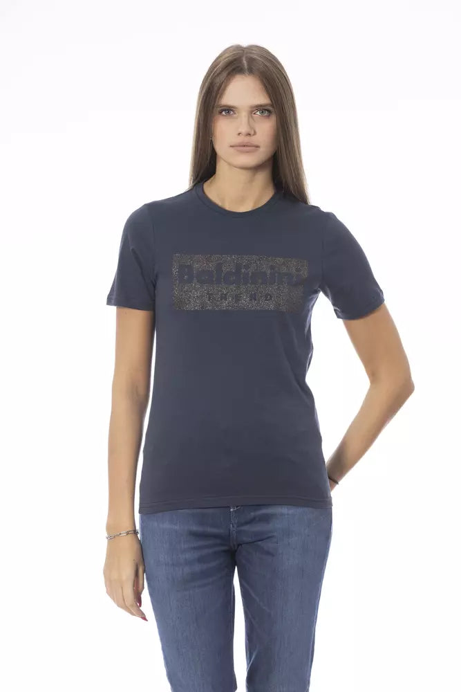 Blue Cotton Women T-Shirt - GlamHub Luxury and Icon Brand Clothing