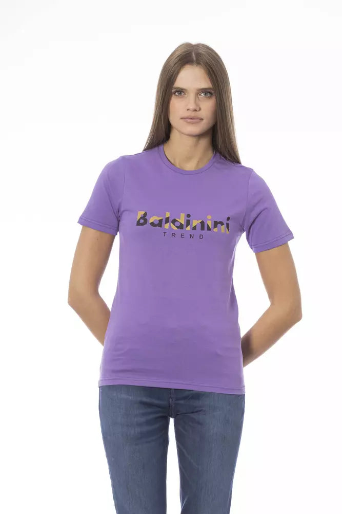 Purple Cotton Women T-Shirt - GlamHub Luxury and Icon Brand Clothing