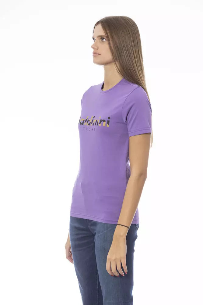 Purple Cotton Women T-Shirt - GlamHub Luxury and Icon Brand Clothing