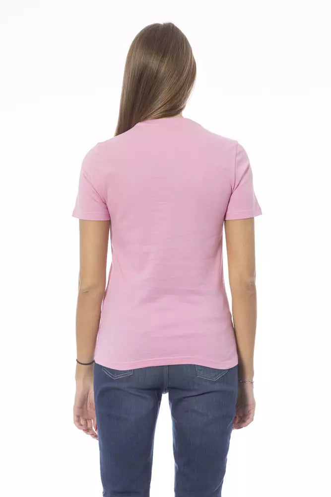 Pink Cotton Women T-Shirt - GlamHub Luxury and Icon Brand Clothing